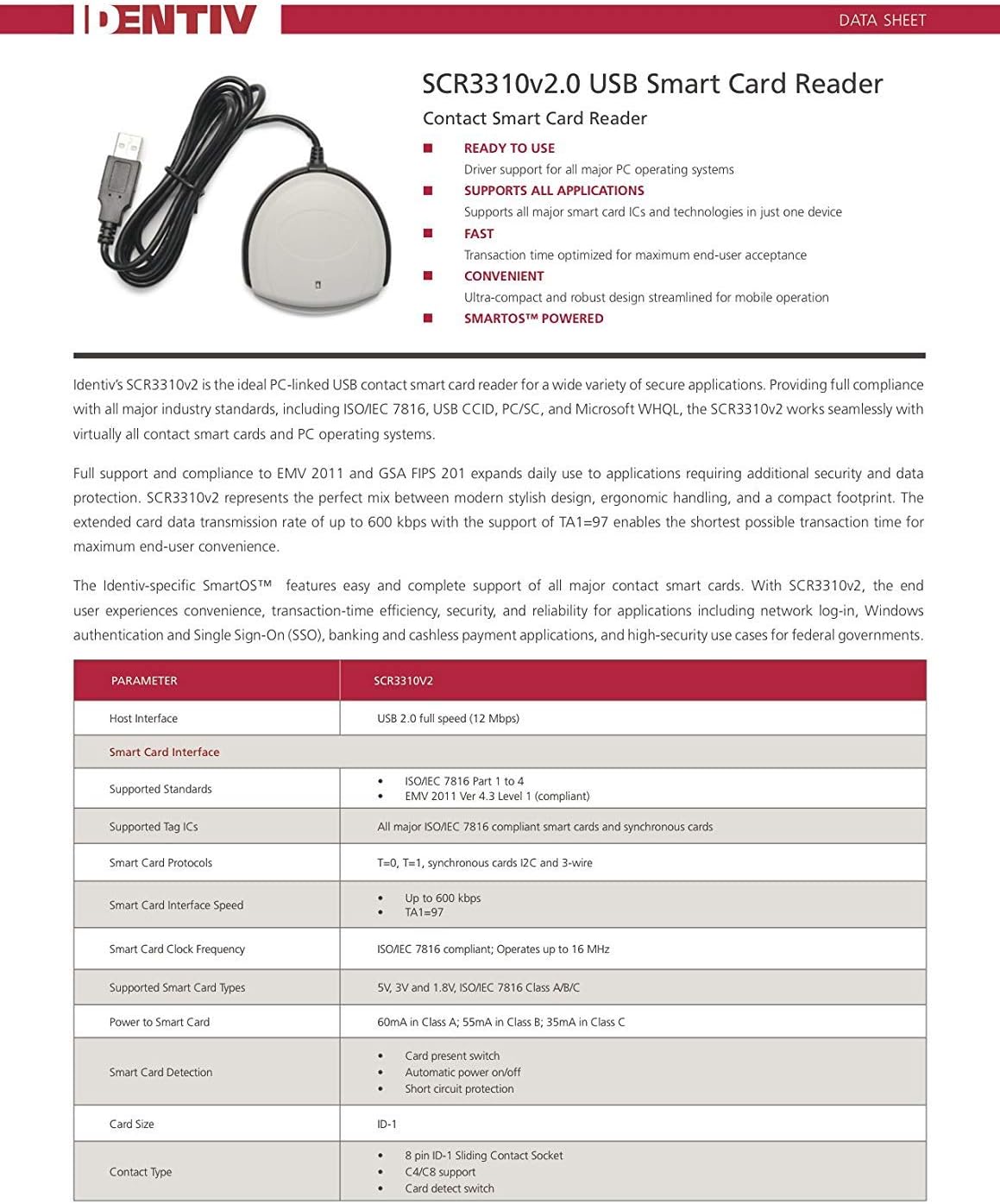 Identiv SCR3310V2 Reader / Writer